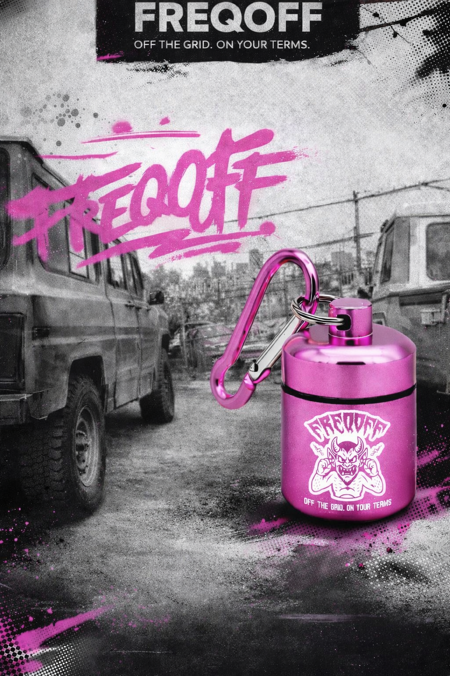 FREQOFF Pink high-fidelity earplugs with reusable case